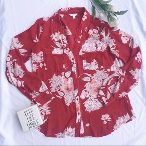Pink floral blouse